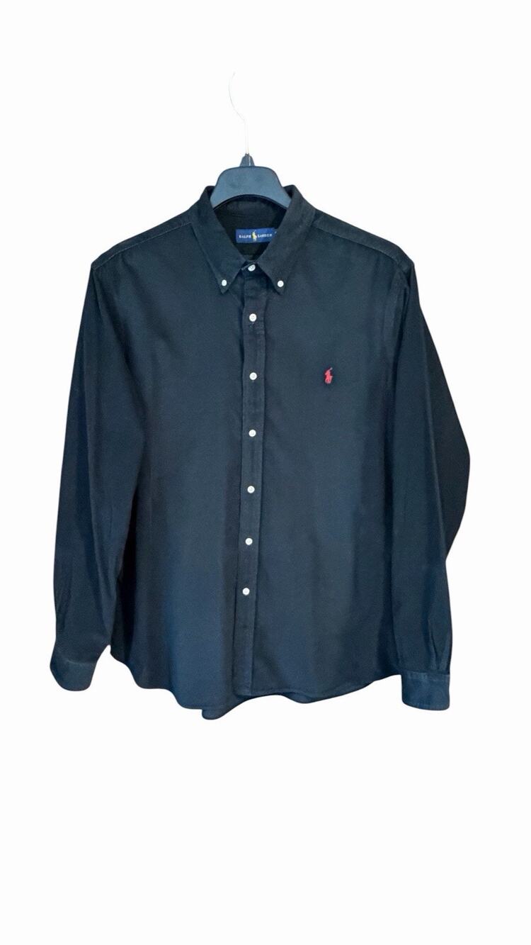 Polo Ralph Lauren Mens’s XXLT Black Corduroy Button Down Shirt Red Pony Logo
